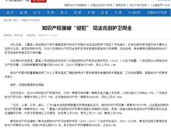 知識產權屢被“侵犯” 司法亮劍護衛周全
